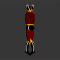 Two Muscular Characters in Red Black Yellow Costumes Flexing Muscles Front Back Views