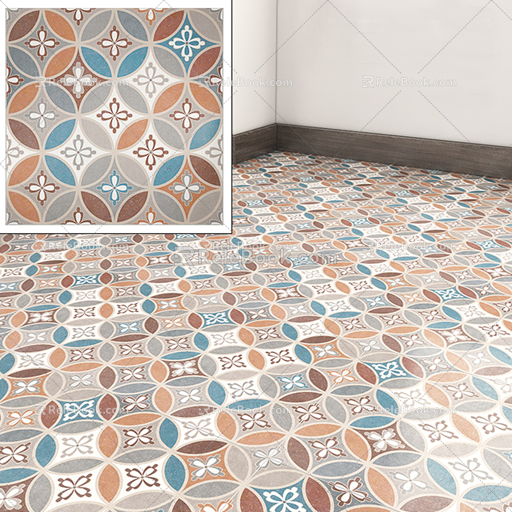 Modern floor tile floor tile mosaic ground 3d model