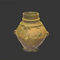 Ancient Terracotta Vase With Intricate Sculptural Carvings And Ornate Designs