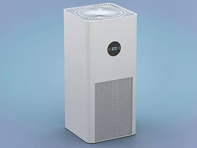 White Vertical Industrial Air Purification Equipment With Display Screen And Top Outlet 3d model