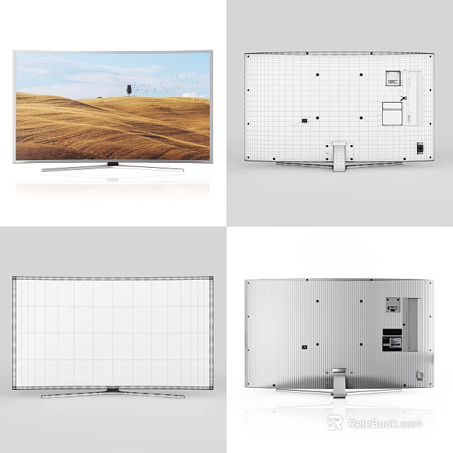 Modern Ultra Thin TV Front Display And Back Component Layout Design 3d model