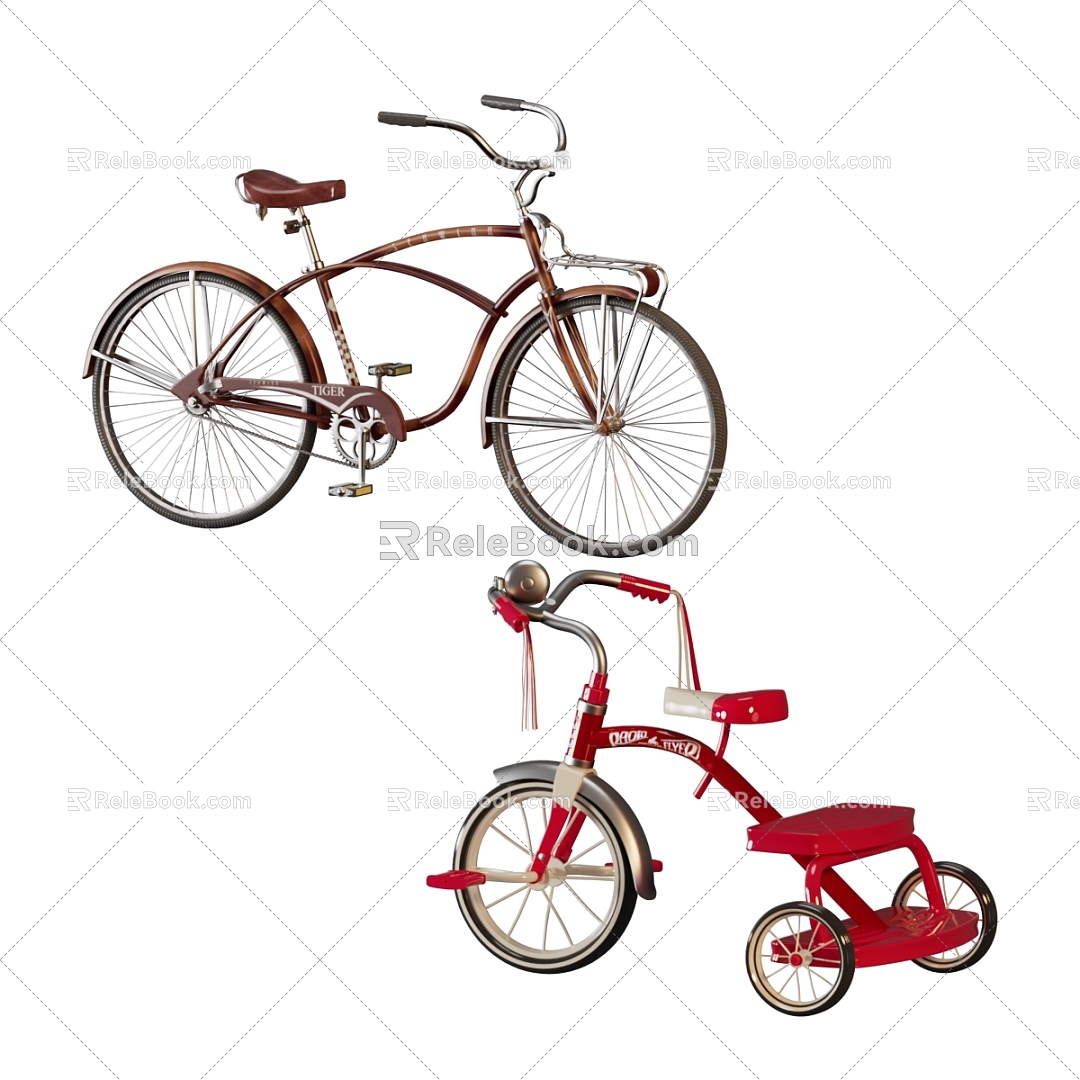 Bicycle children's tricycle 3d model