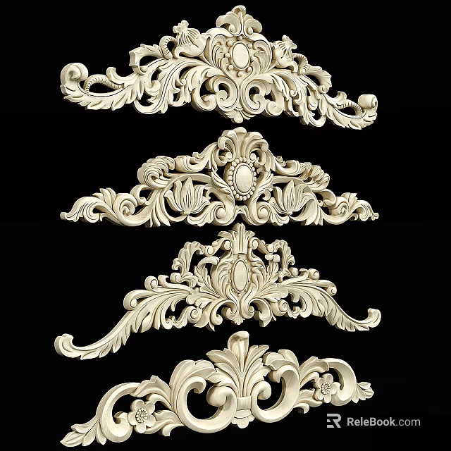 Ornate Decorative Lines With Intricate Curved Patterns For Interior Design Elements 3d model 