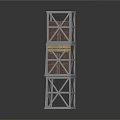 Industrial Metal Frame Structure With Vertical Cross Beams And Brown Panels