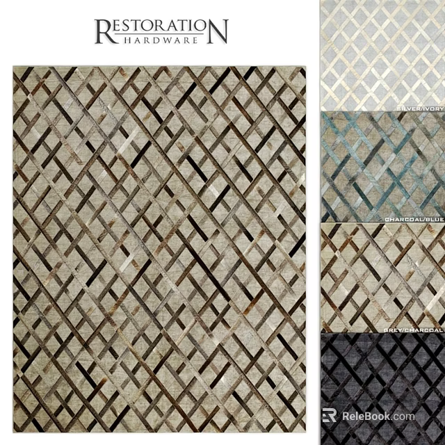 Modern Geometric Square Rug With Diamond Pattern And Woven Design In Multiple Colors 3d model