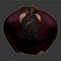 Stylish Woman in Maroon Top Black Pants Standing with Hands on Stomach Against Gray Background
