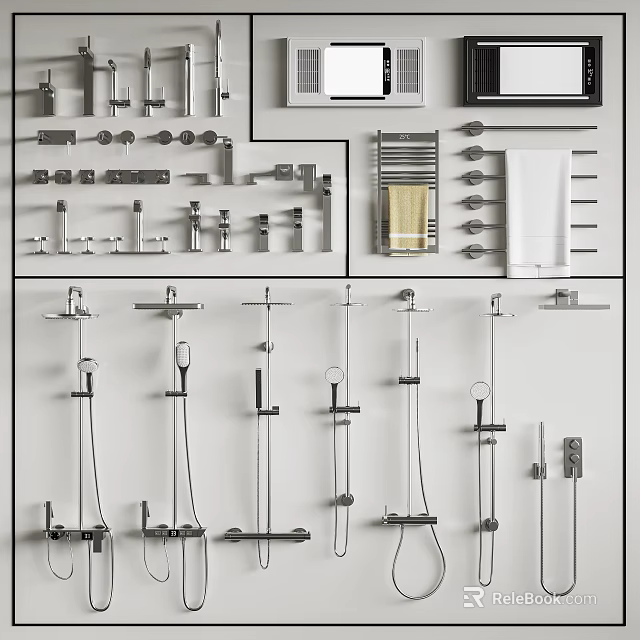 Various Stylish Shower Heads With Modern Designs For Bathroom Renovation And Decor 3d model 