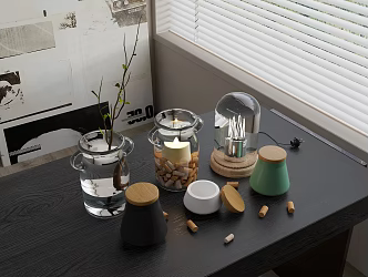 Decorations Decorative Ornaments Vase Green Plant Lighting Aromatherapy Lamp 3d model
