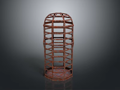 Rusted Metal Animal Cage From Vintage Era Used For Housing Wild Animals Long Ago 3d model