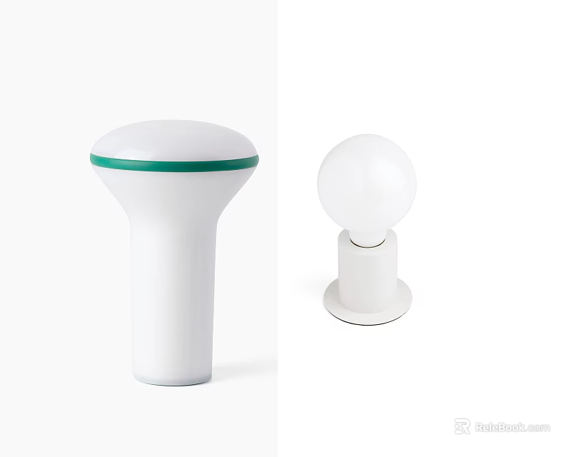 Modern White Table Lamps With Green Accent And Spherical Base Design 3d model 