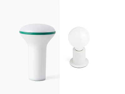 Modern White Table Lamps With Green Accent And Spherical Base Design 3d model