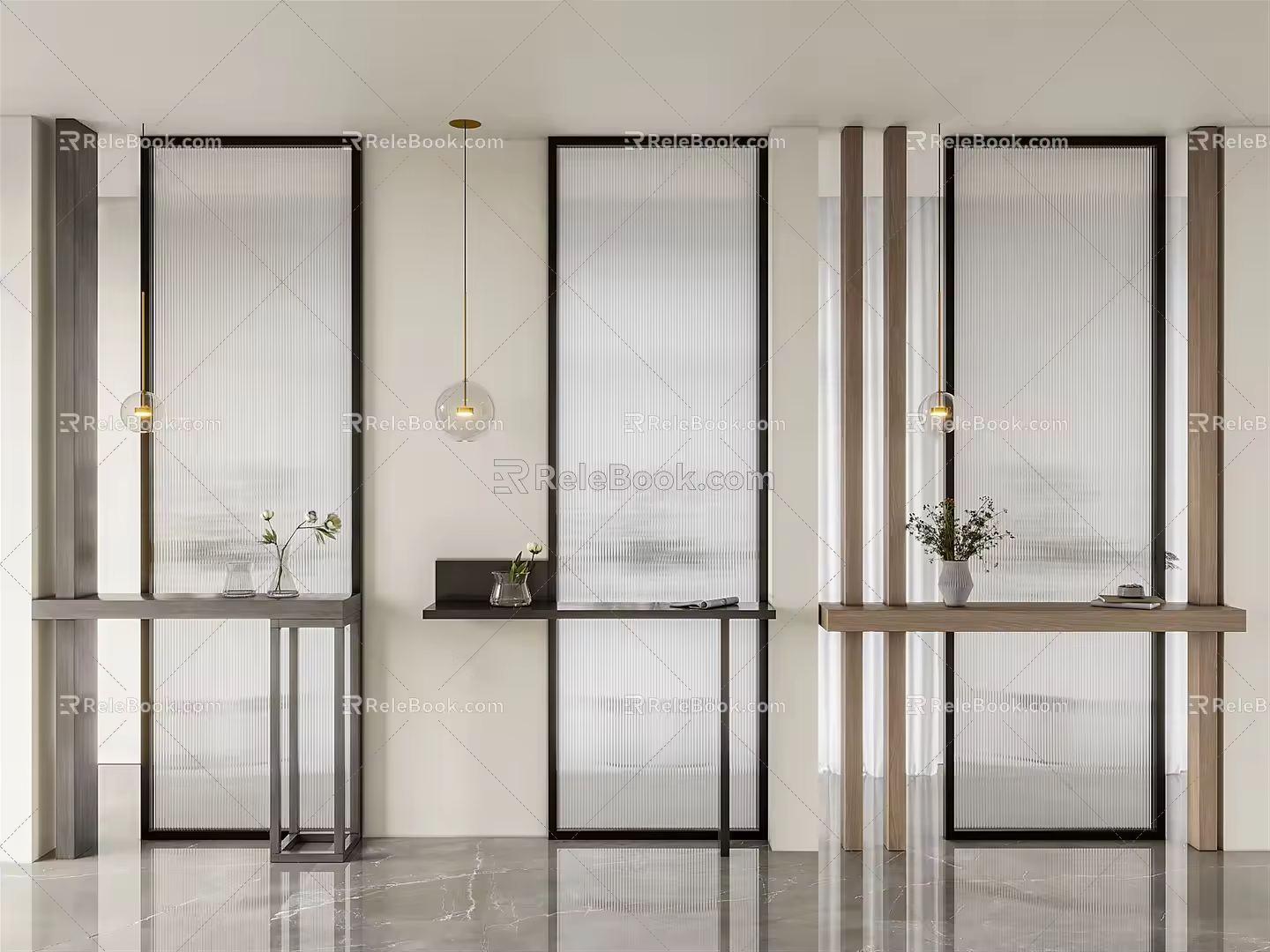 Modern partition Changhong glass partition 3d model