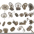 Wooden Garden Ornaments With Creative Decorative Wheel And Windmill Designs For Outdoor Use