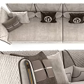 Modern Casual Sectional Sofa Set With Decorative Pillows Linen Upholstery And Neutral Tones