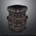 Layered Block Structure With Black Top And Metal Stone Holes For Game Construction