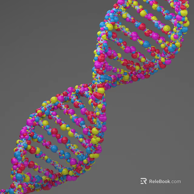 Innovative Medical Devices for DNA Double Helix Study with Colorful Molecular Structure in Genetic Diagnostics 3d model 