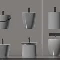 Modern White Bathroom Fixtures With Wall Mounted Toilets And Pedestal Sinks