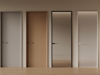 Modern single door swing door wooden door handle kitchen and bathroom door glass door oil sand glass door 3d model