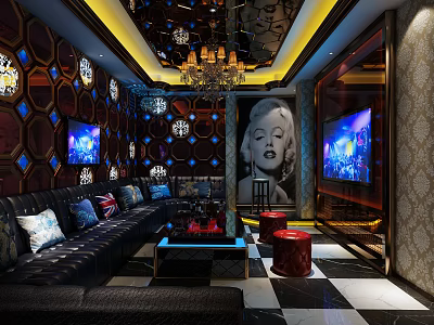 Jianou KTV Box Sofa Combination Chandelier 3d model