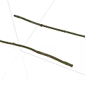 Two Natural Wooden Sticks With Rustic Texture On White Background