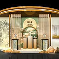 Interactive Zone For Intangible Cultural Heritage With Traditional Exhibition Booths And Decorative Displays