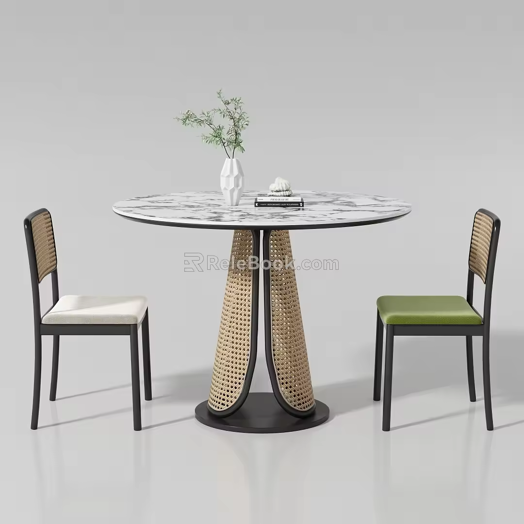Middle-style dining tables and chairs 3d model