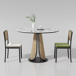 Middle-style dining tables and chairs 3d model