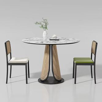 Middle-style dining tables and chairs 3d model