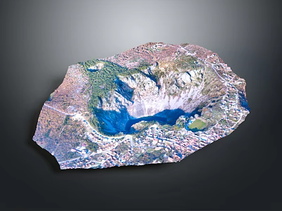 Scenic Volcanic Crater Lake Landscape With Blue Water Green Vegetation And Rocky Terrain 3d model