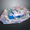 Scenic Volcanic Crater Lake Landscape With Blue Water Green Vegetation And Rocky Terrain