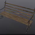 Outdoor Leisure Chair With Wooden Slats Seat Metal Armrests And Classic Design