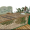 Commercial Display Equipment for Exhibition Booth with Product Displays Green Plant Elements and Wooden Flooring