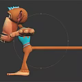 Playful Cartoon Monkey 3D Model With Orange Body Blue Accents And Outstretched Arms