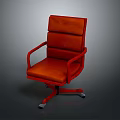 Modern Red Leather Office Chair For Home Office With Armrests Swivel Wheels