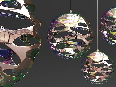 Modern Artistic Pendant Lights With Hollow Out Spherical Design And Metallic Finish 3d model