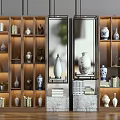 New Chinese-style bookcase side cabinet decoration combination 3d model