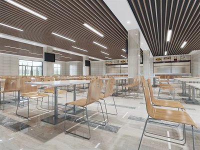 Modern Canteen Enterprise Staff Canteen 3d model