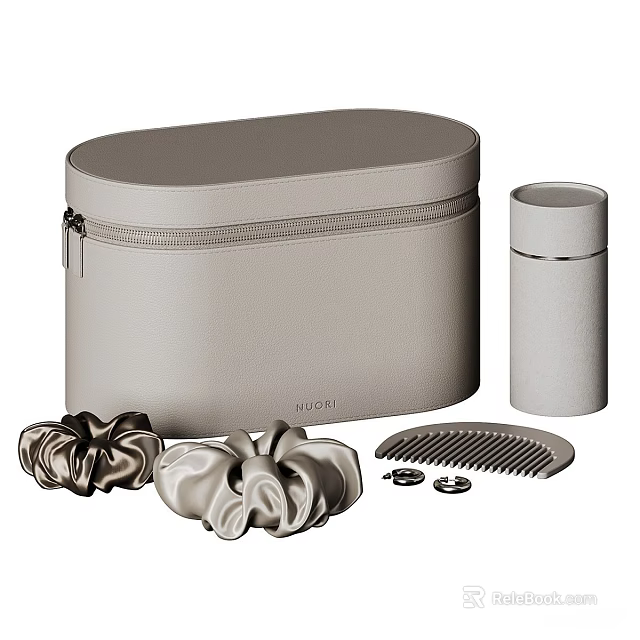 Elegant Perfume Cosmetics Accessories Set With Storage Case Scrunchies Comb And Container 3d model