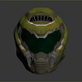 Green Military Weapon Helmet With Protective Visor And Tactical Combat Design