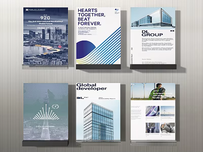 Decorative Display Set of Brochures with Modern Architectural and Cityscape Designs 3d model