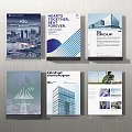 Decorative Display Set of Brochures with Modern Architectural and Cityscape Designs