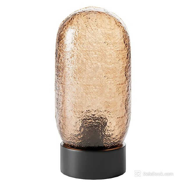 Modern Textured Amber Glass Table Lamp With Black Metal Base And Contemporary Design 3d model 