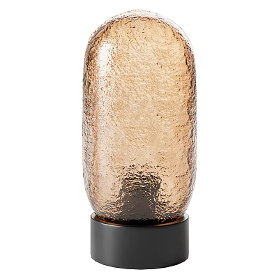 Modern Textured Amber Glass Table Lamp With Black Metal Base And Contemporary Design 3d model