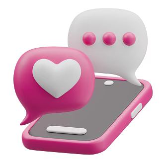 Modern love mobile phone cartoon love mobile phone 3d model