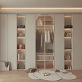 Modern Minimalist Wardrobe Design With Open Storage Hanging Clothes And Built in Lighting