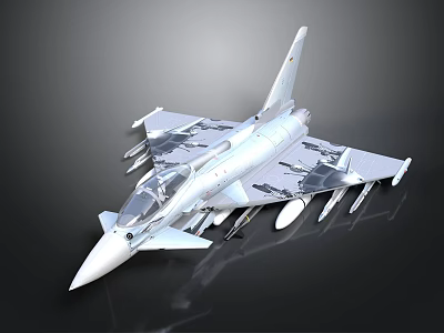 Sleek Camouflage Fighter Jet Model With Detailed Wings And Missile Mounts On Dark Background 3d model