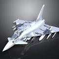 Sleek Camouflage Fighter Jet Model With Detailed Wings And Missile Mounts On Dark Background