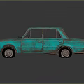 Vintage Teal Sedan Car With Rusted Exterior And Retro Classic Design