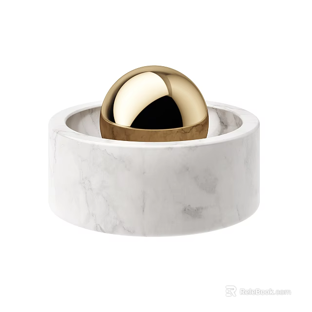 Elegant Kitchen Appliance With White Marble Base And Gold Sphere Detail 3d model 