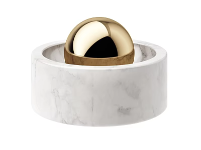 Elegant Kitchen Appliance With White Marble Base And Gold Sphere Detail 3d model